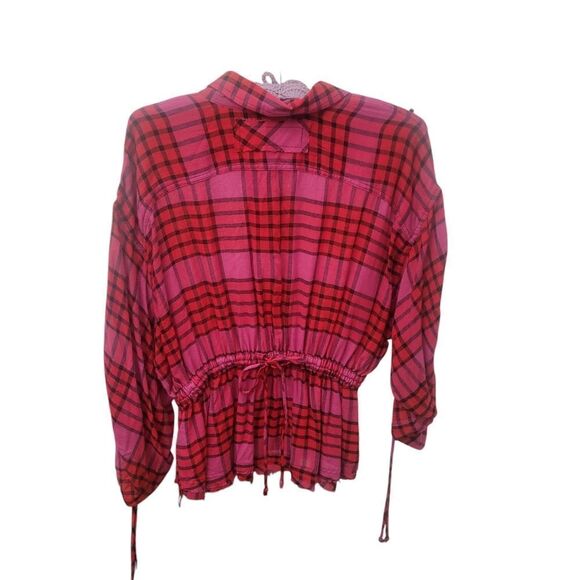 Free People Pacific Dawn Plaid Top. Size S. NWT. - Picture 4 of 10